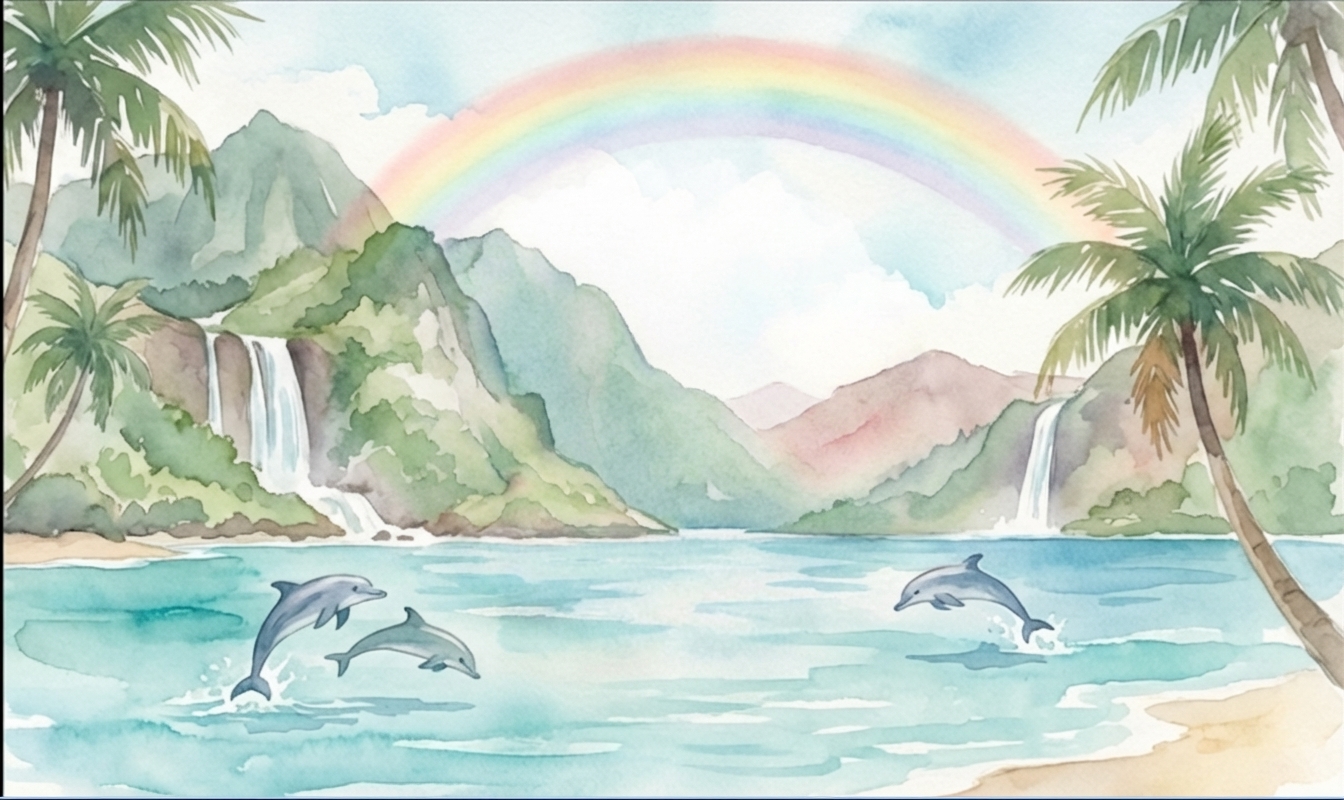 Dolphins swimming in Kauai waters